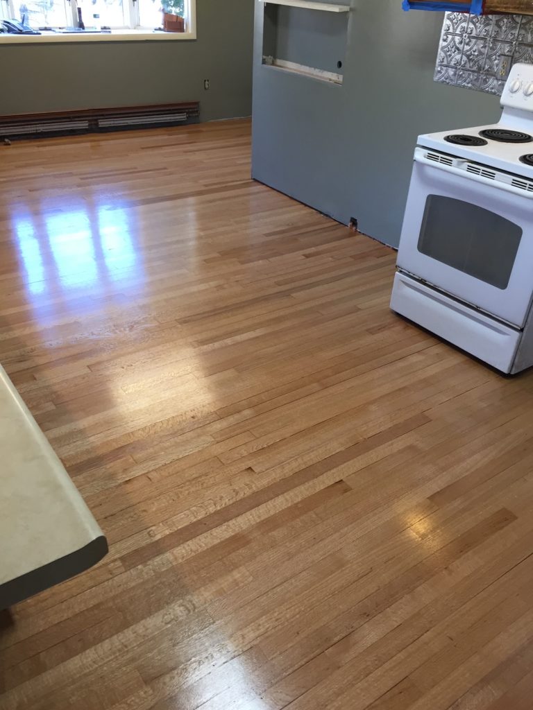 refinished hardwood floor kitchen