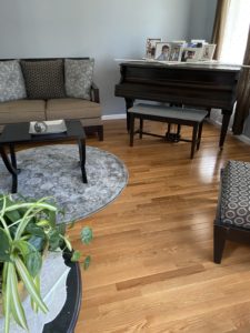 Piano room hardwood floors